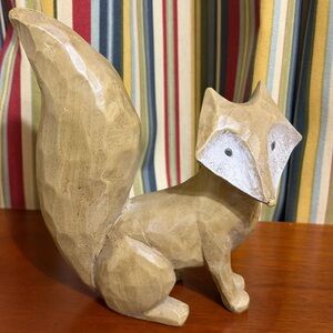 Neutral Beige Resin Decorative Fox Sculpture - Home Art Accent